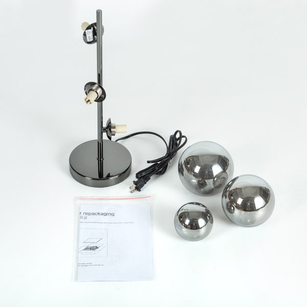 Orren Ellis Modern Table Lamp 3light Glass Globe Bedside Table Lamp